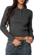 EDIKTED Mollie Rib Polo Sweater