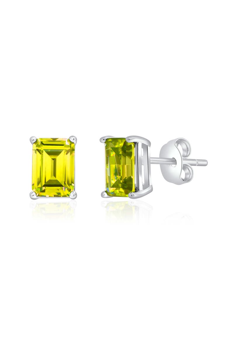 Sterling Silver Lemond Quartz Emerald Cut Studs, Main, color, Yellow