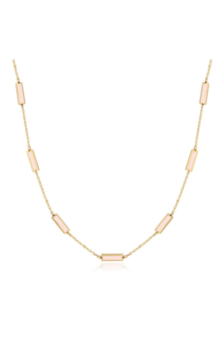 The Lovery Fine Jewelry Pink Pearl Bar Chain Necklace, Main, color, Pink Mixed