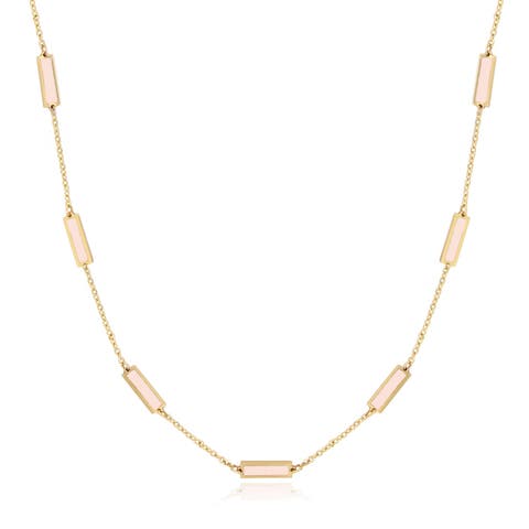 Pink Pearl Bar Chain Necklace
