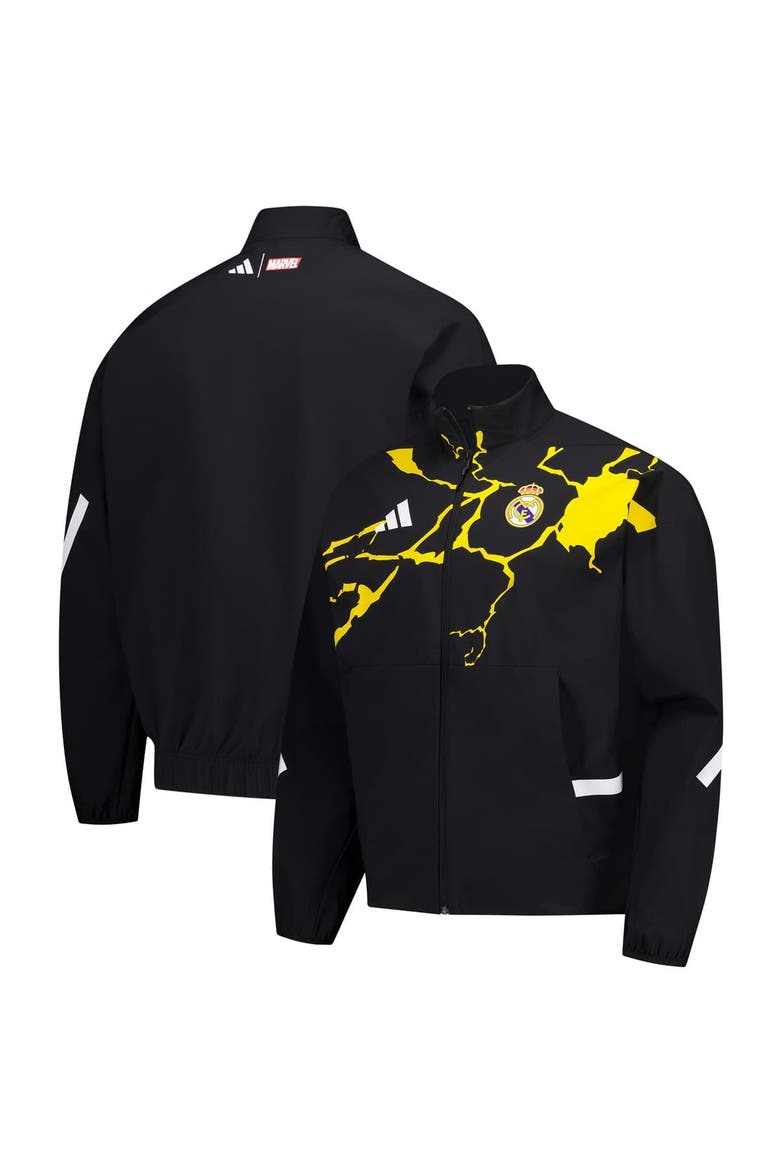 Men's adidas Black Real Madrid x Marvel Anthem Full-Zip Jacket, Main, color, Black