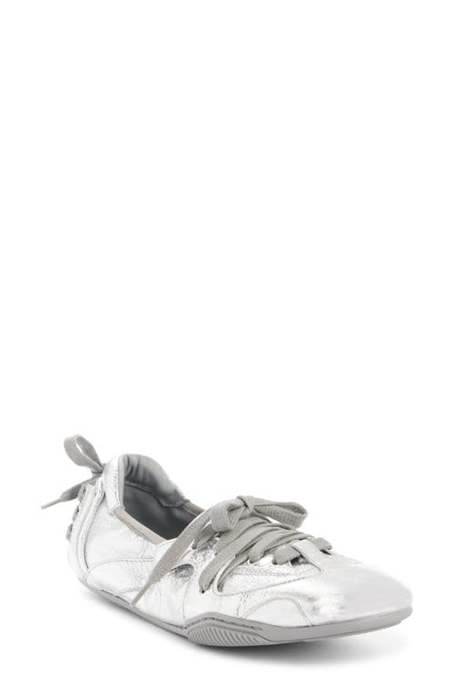 Acne Studios Ballerinas Aus Metallic-leder In Silver/grey