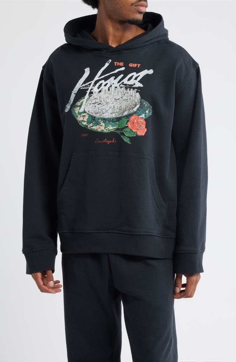 HONOR THE GIFT Concert French Terry Graphic Hoodie, Main, color, Black