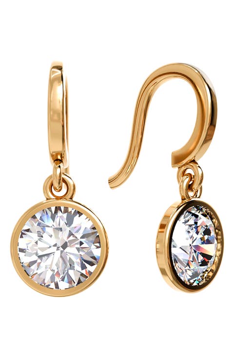CZ Bezel Drop Earrings