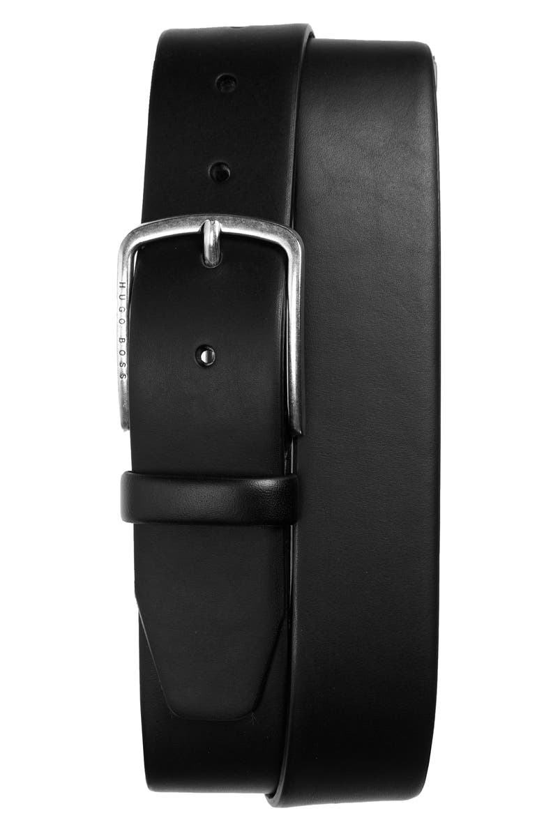 HUGO Sander Leather Belt, Main, color, 