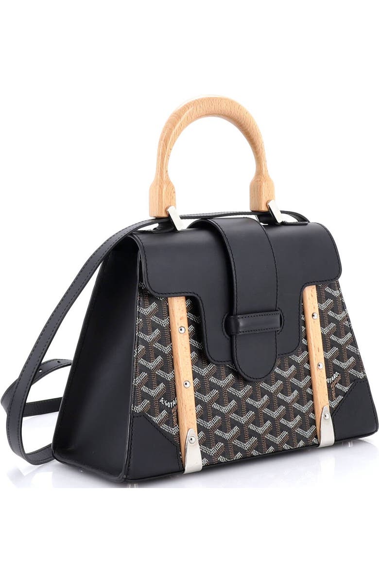 Pre-Owned Goyard Saigon Top Handle Bag Coated Canvas with Leather PM, Alternate, color, Black