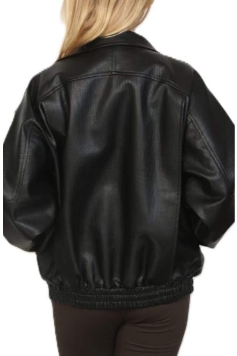 Textured Faux Leather Jacket, Alternate, color, BLACK