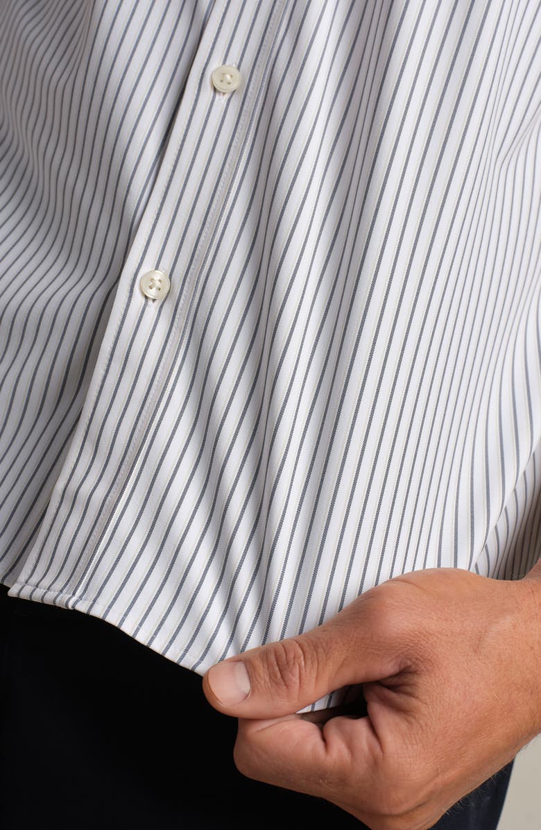 Rhone State of Mind Stripe Performance Short Sleeve Button-Up Shirt, Alternate, color, White/ Navy Pick Stitch Stripe