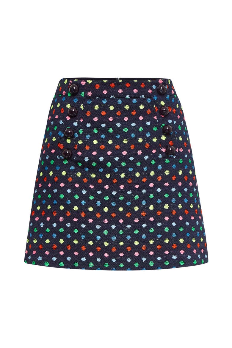 Dotted Tweed Short Skirt, Alternate, color, Blue / Multicolour
