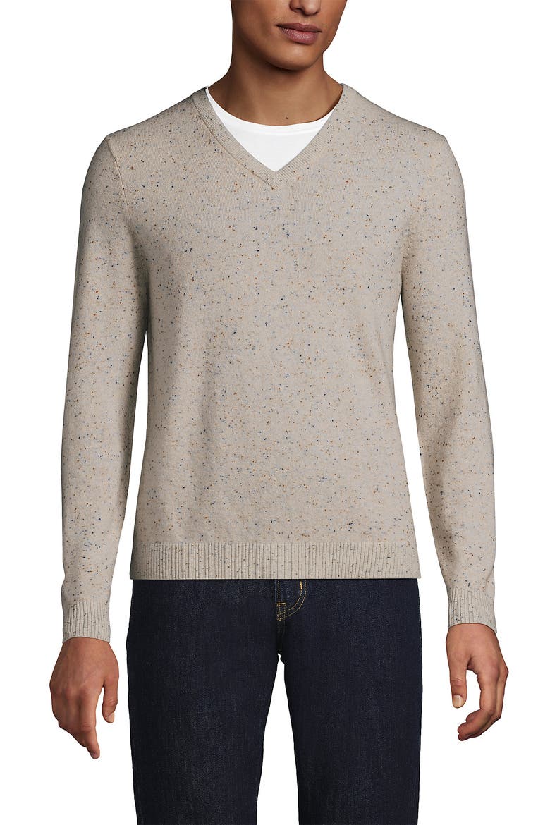 Fine Gauge Cashmere V-neck Sweater, Alternate, color, Solstice Donegal