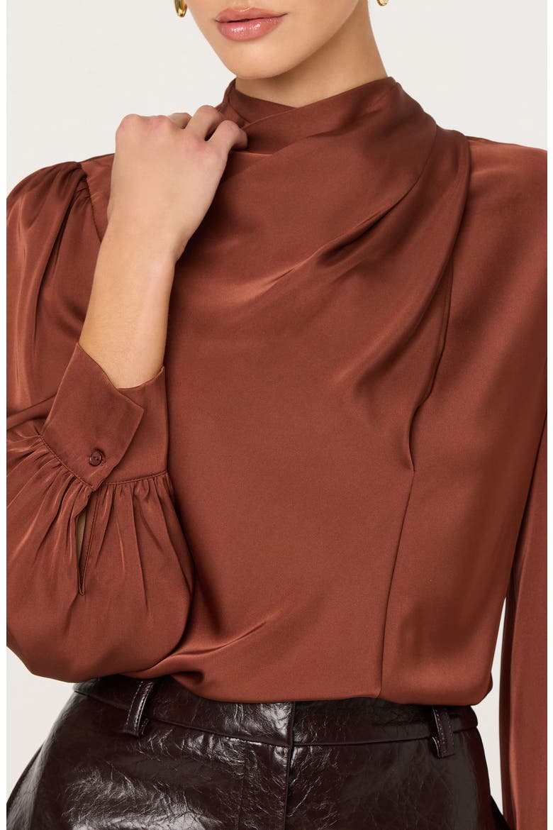 Ivonne Satin Top, Alternate, color, RUST