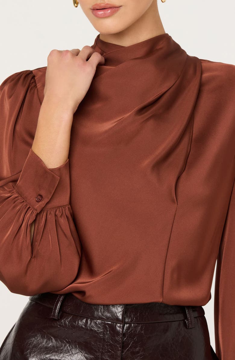 ASTR the Label Ivonne Satin Top, Alternate, color, Rust
