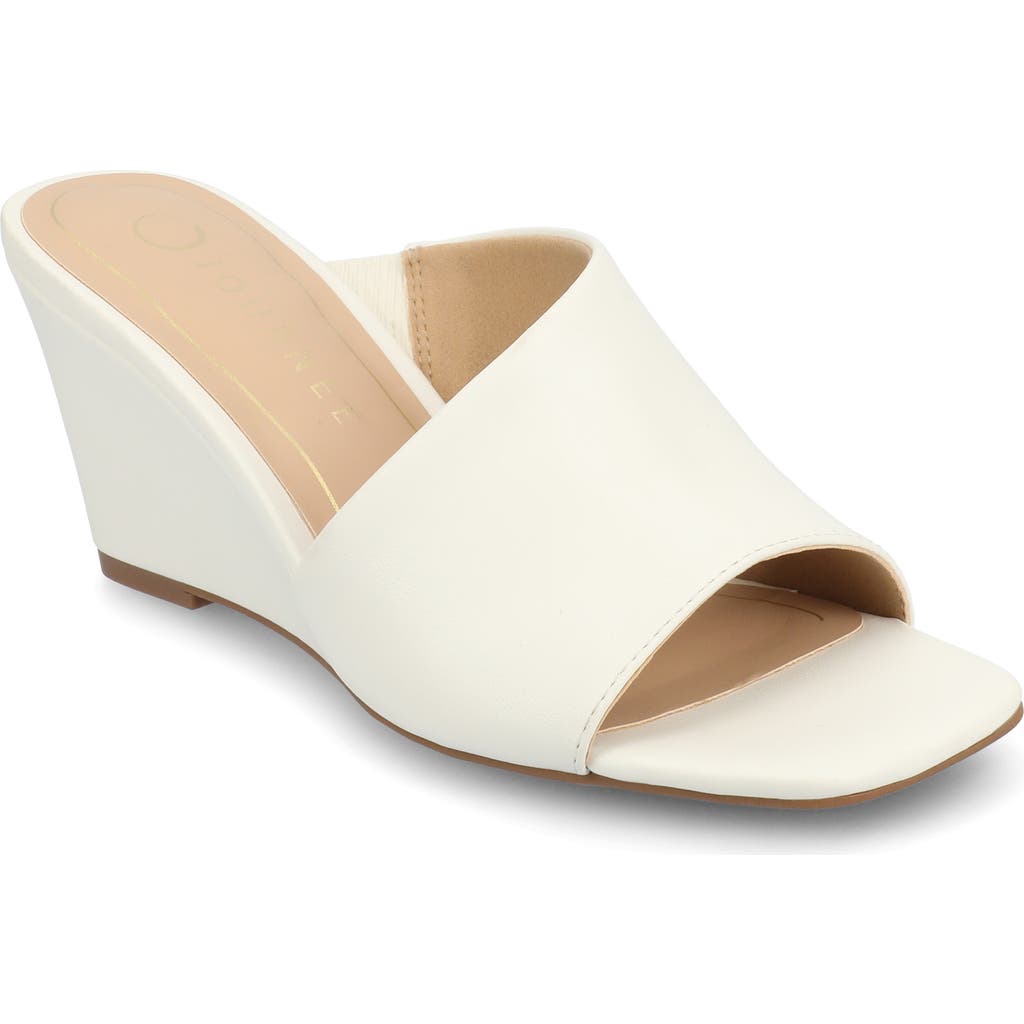 Journee Collection Women's Clementine D'orsay Slip-on Wedge Sandals In White