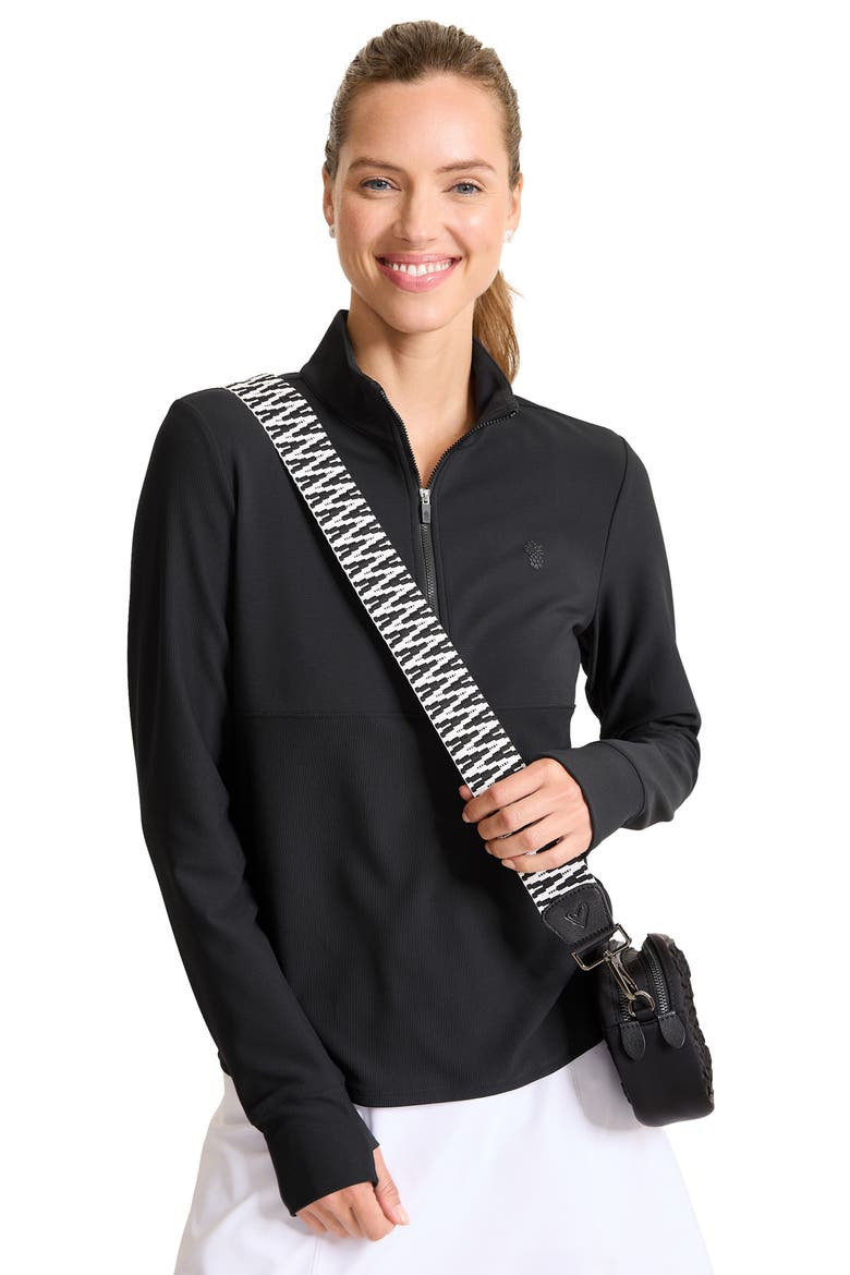 Abby Rib Half Zip Top, Alternate, color, BLACK