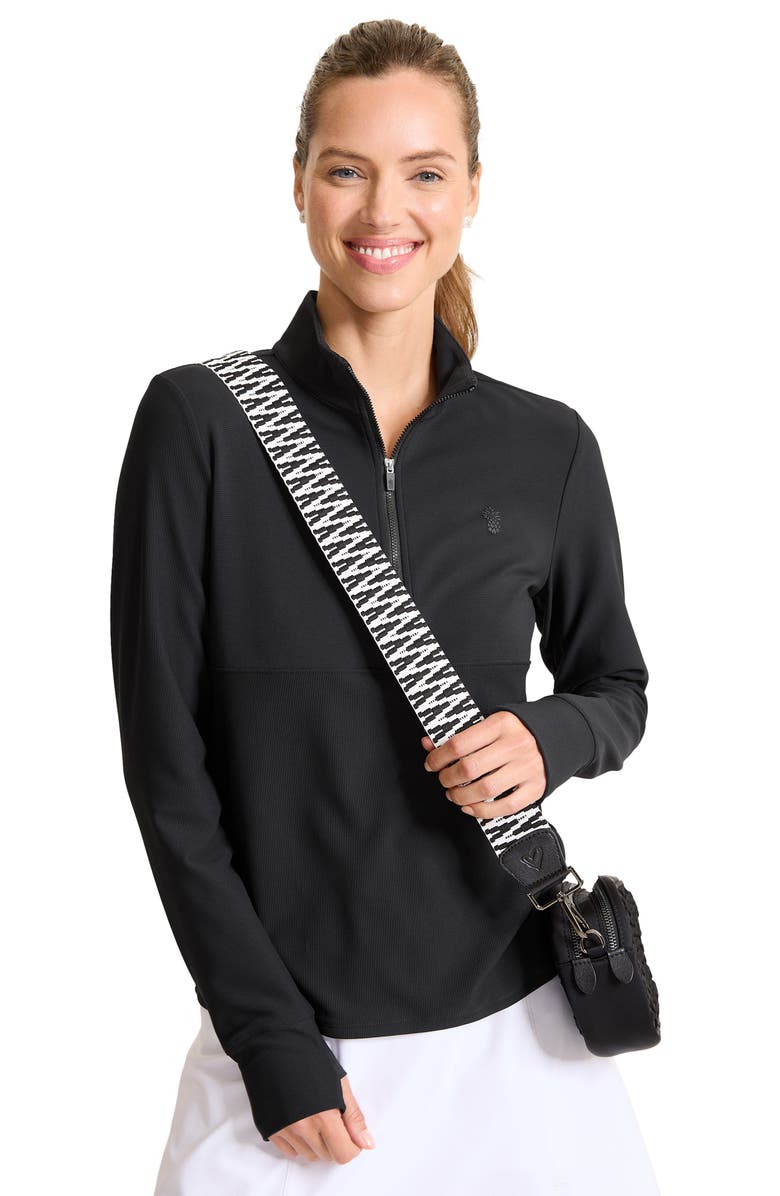 Tommy Bahama Abby Rib Half Zip Top, Alternate, color, Black