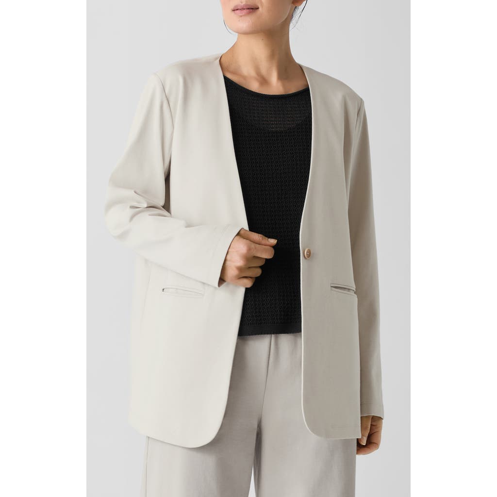 Eileen Fisher V-neck Ponte Longline Jacket In Gray