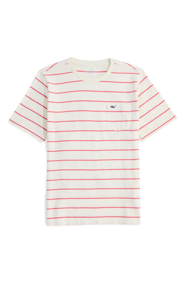vineyard vines Kids' Stripe Cotton Pocket T-Shirt, Main, color, Marshmellow/ Sailors Red