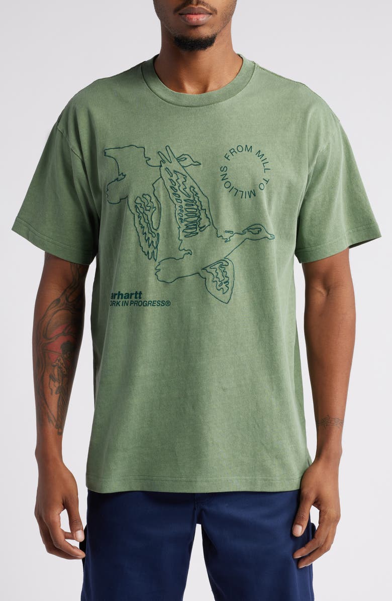 Carhartt Work In Progress Flying Ducks Loose Fit Organic Cotton Graphic T-Shirt, Main, color, 