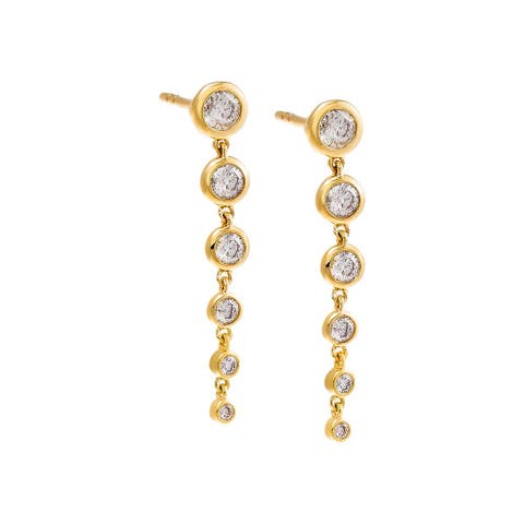 Diamond Bezel Graduated Drop Stud Earring