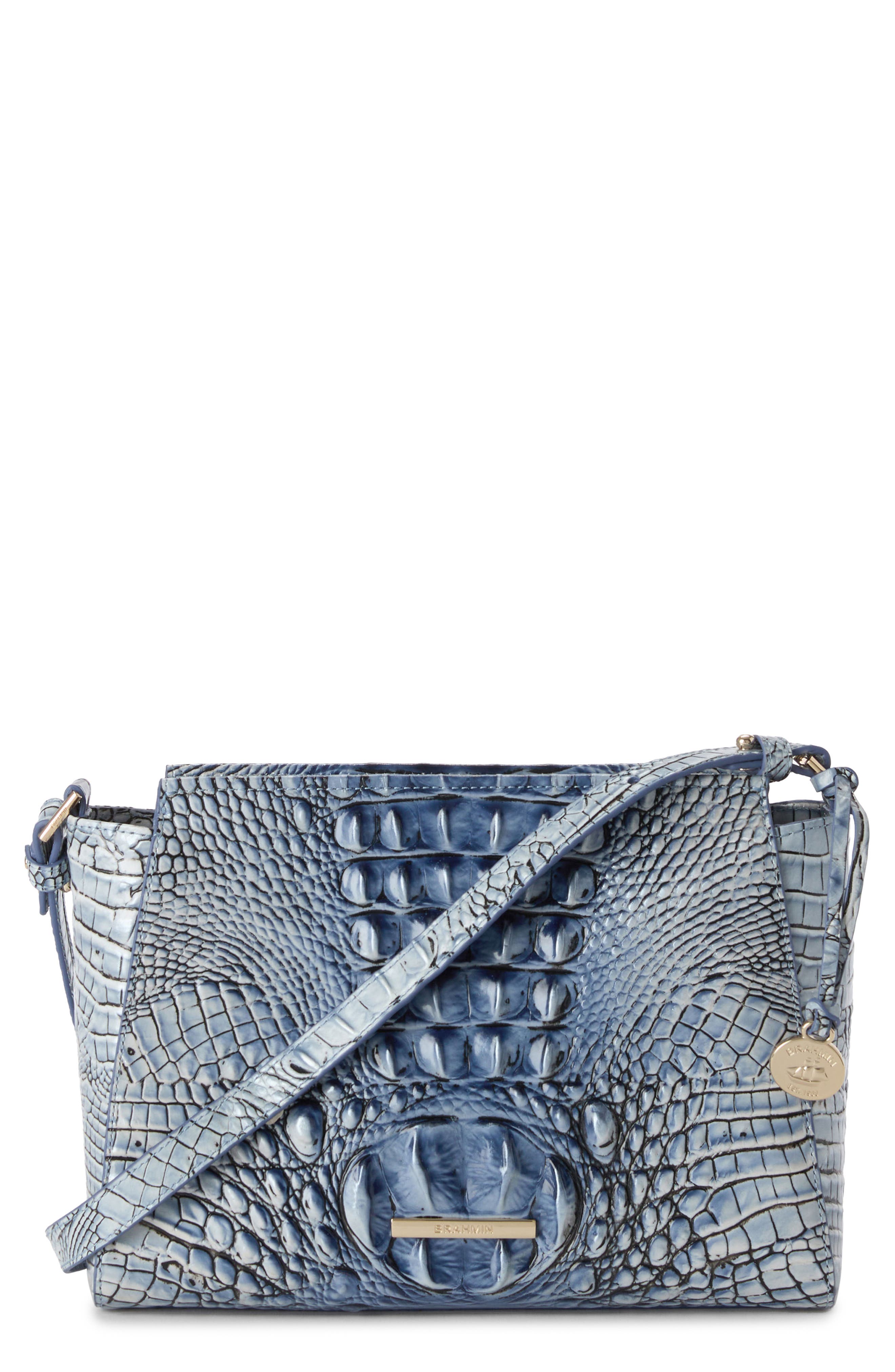 Brahmin Hillary Croc Embossed Leather Crossbody Bag, Main, color, 