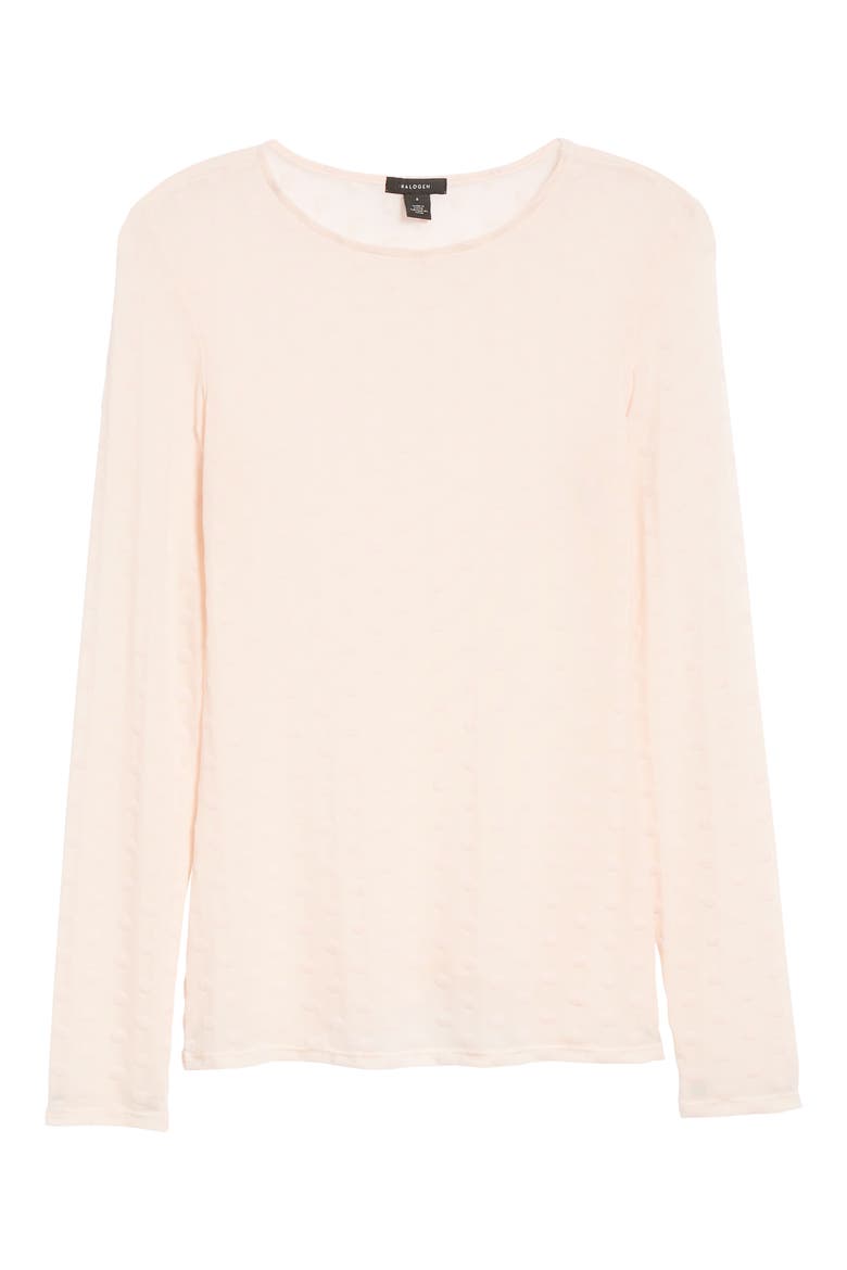 Sheer Mesh Dot Top, Alternate, color, PINK SMOKE
