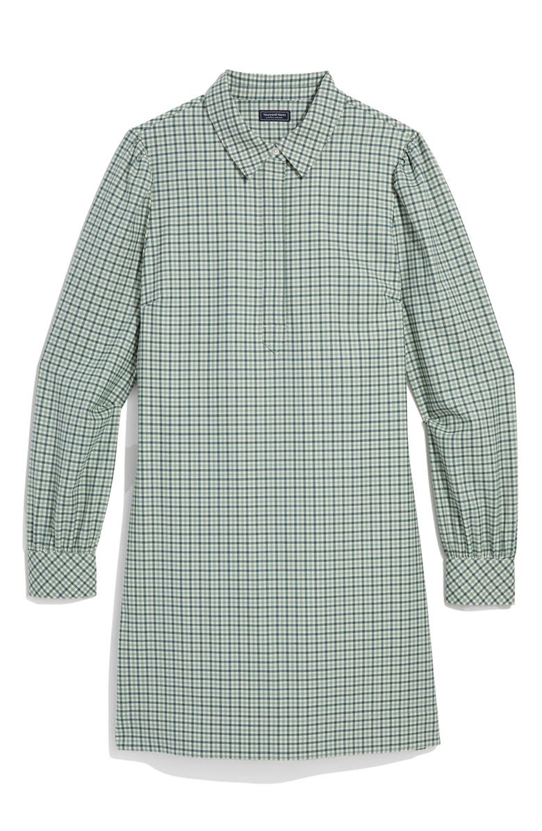 vineyard vines Long Sleeve Plaid Wool Blend Popover Shirtdress, Main, color, Quinn Plaid Balsam