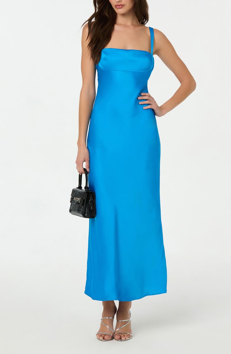 ASTR the Label Stacie Satin Maxi Dress, Alternate, color, Azure Blue