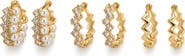 LA MENO Set of 3 Faux Pearl & Crystal Huggie Hoop Earrings