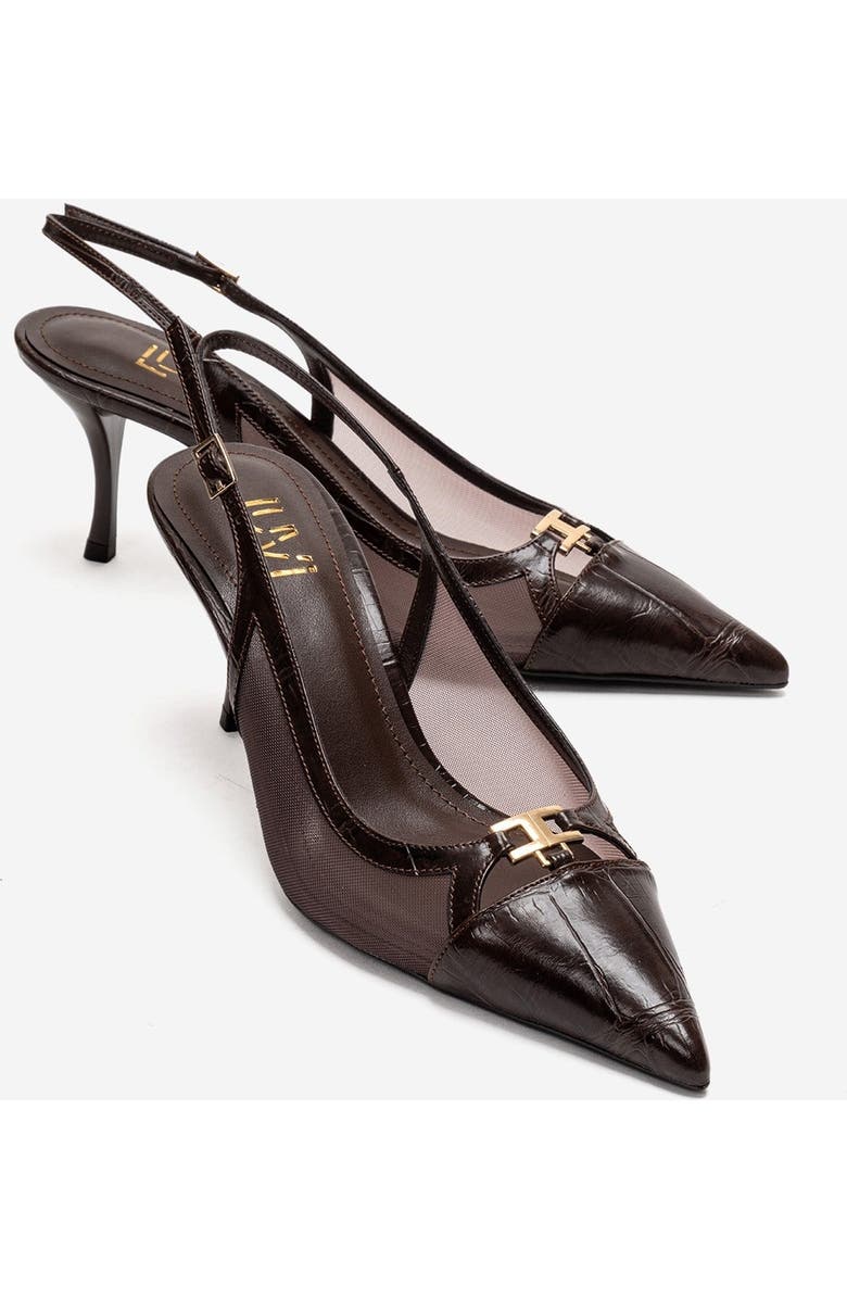 Prologue Shoes Orella Stiletto Mesh Pump, Main, color, Brown Print