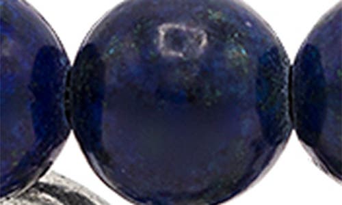 John Varvatos Wolf Beaded Lapis Wrap Bracelet In Blue/silver
