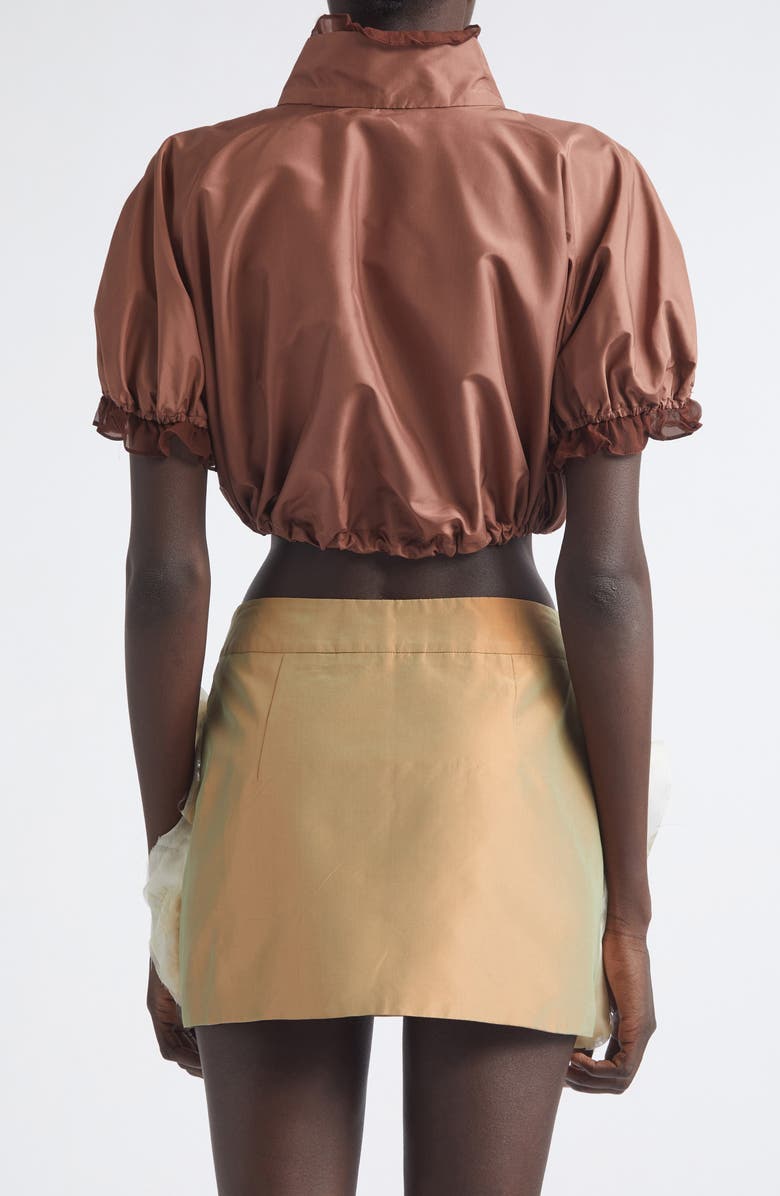 KIM SHUI Luana Crop Silk Taffeta Puff Top, Alternate, color, 
