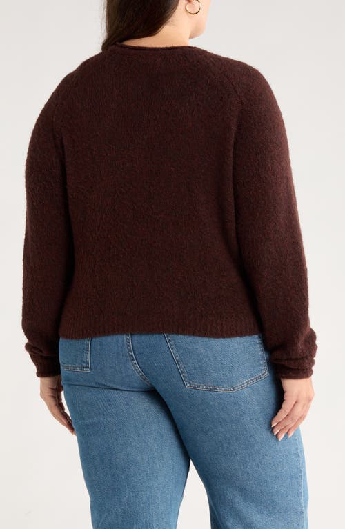 Treasure & Bond Rolled Crewneck Cardigan In Brown