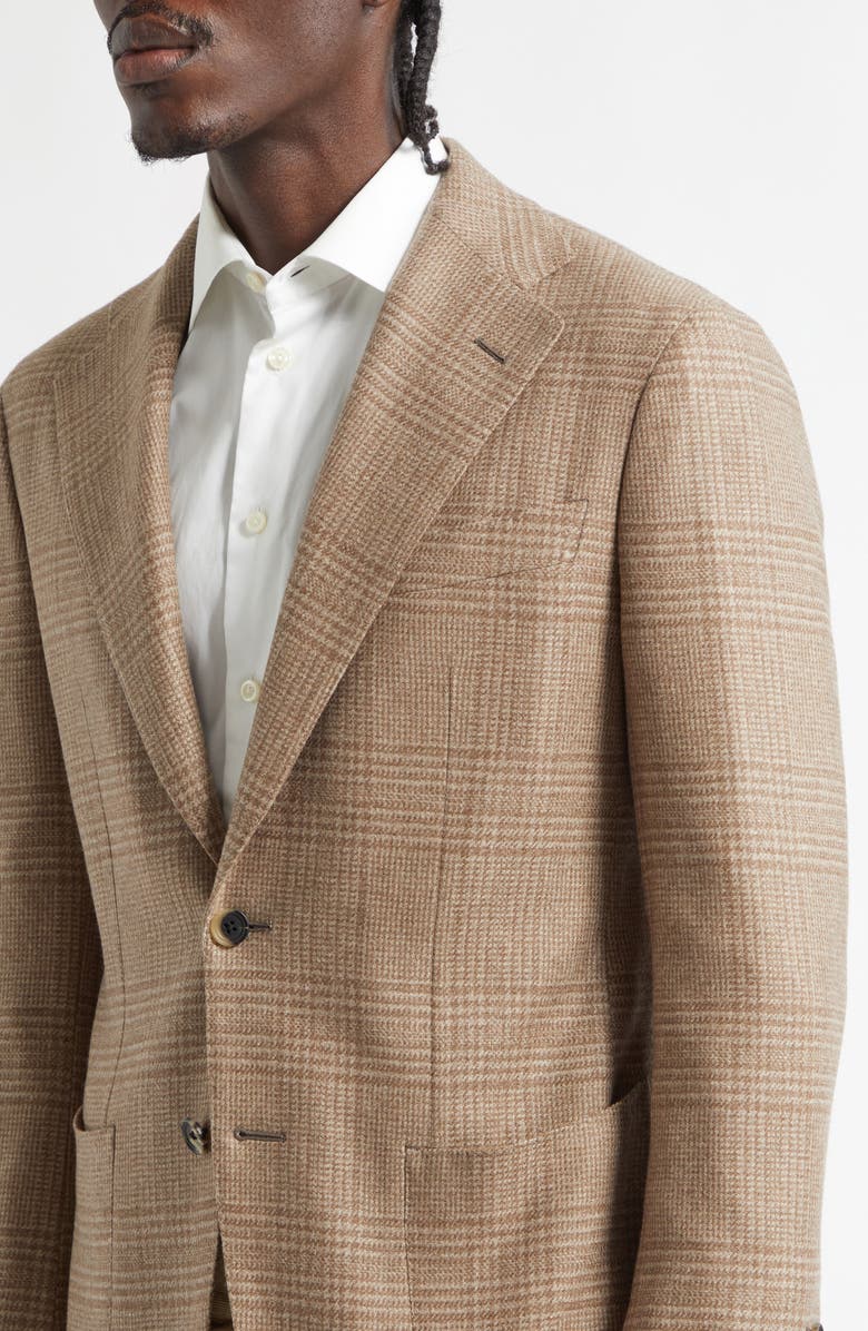 Thom Sweeney Unstructured Single Breasted Plaid Cashmere Sport Coat, Alternate, color, Oat Pow