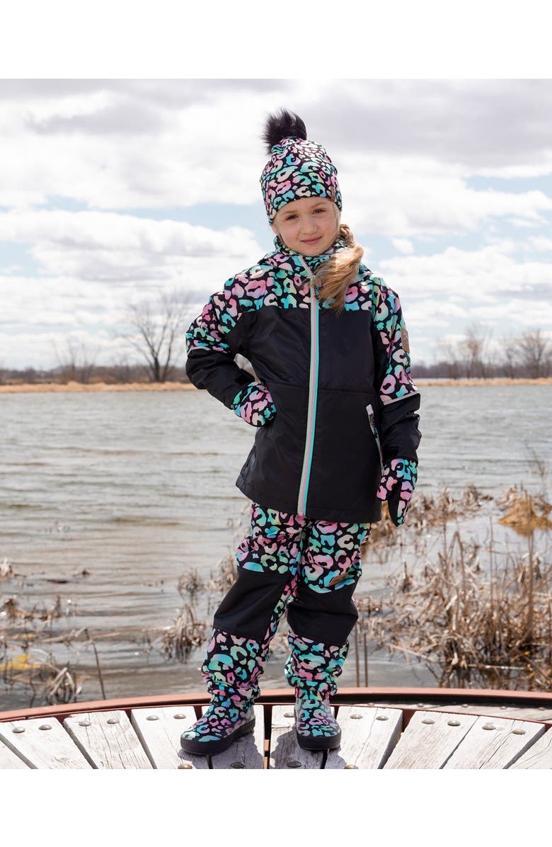 Deux par Deux 3-in-1 Two-Piece Mid-Season Outerwear Set Animal - Inner Jacket, Alternate, color, Black Animal Print