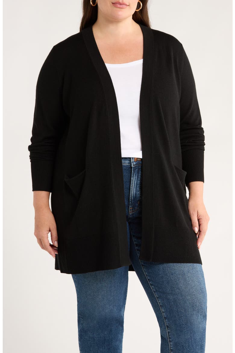 Everyday Open Front Cardigan, Main, color, BLACK