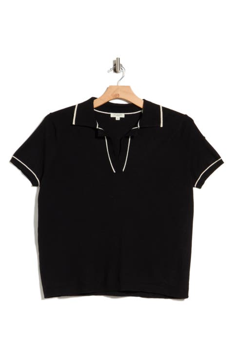 Short Sleeve V-Neck Polo Sweater