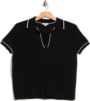 MAX STUDIO Short Sleeve V-Neck Polo Sweater