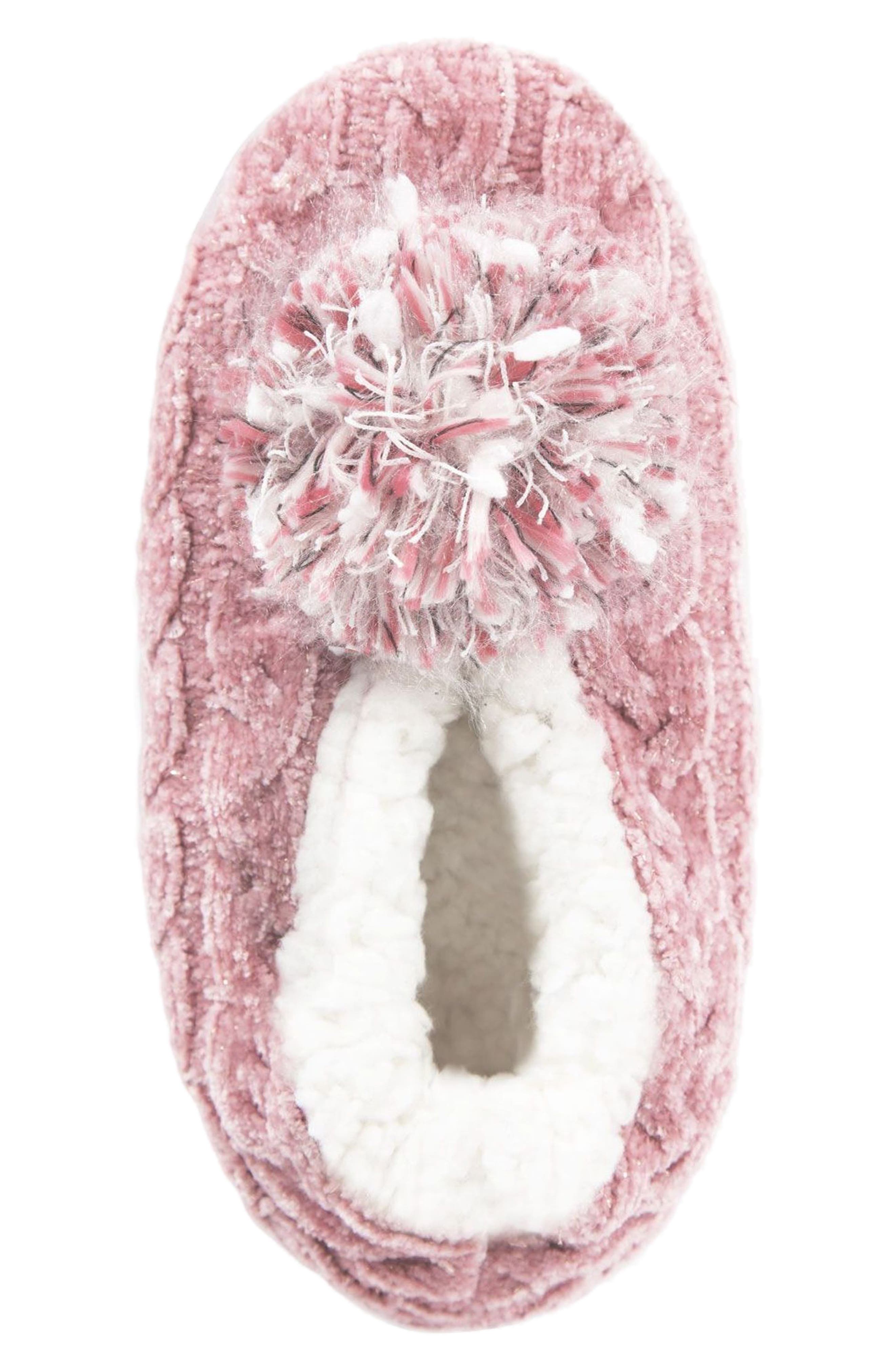 Cable Chenille Slipper Socks, Alternate, color, PINK
