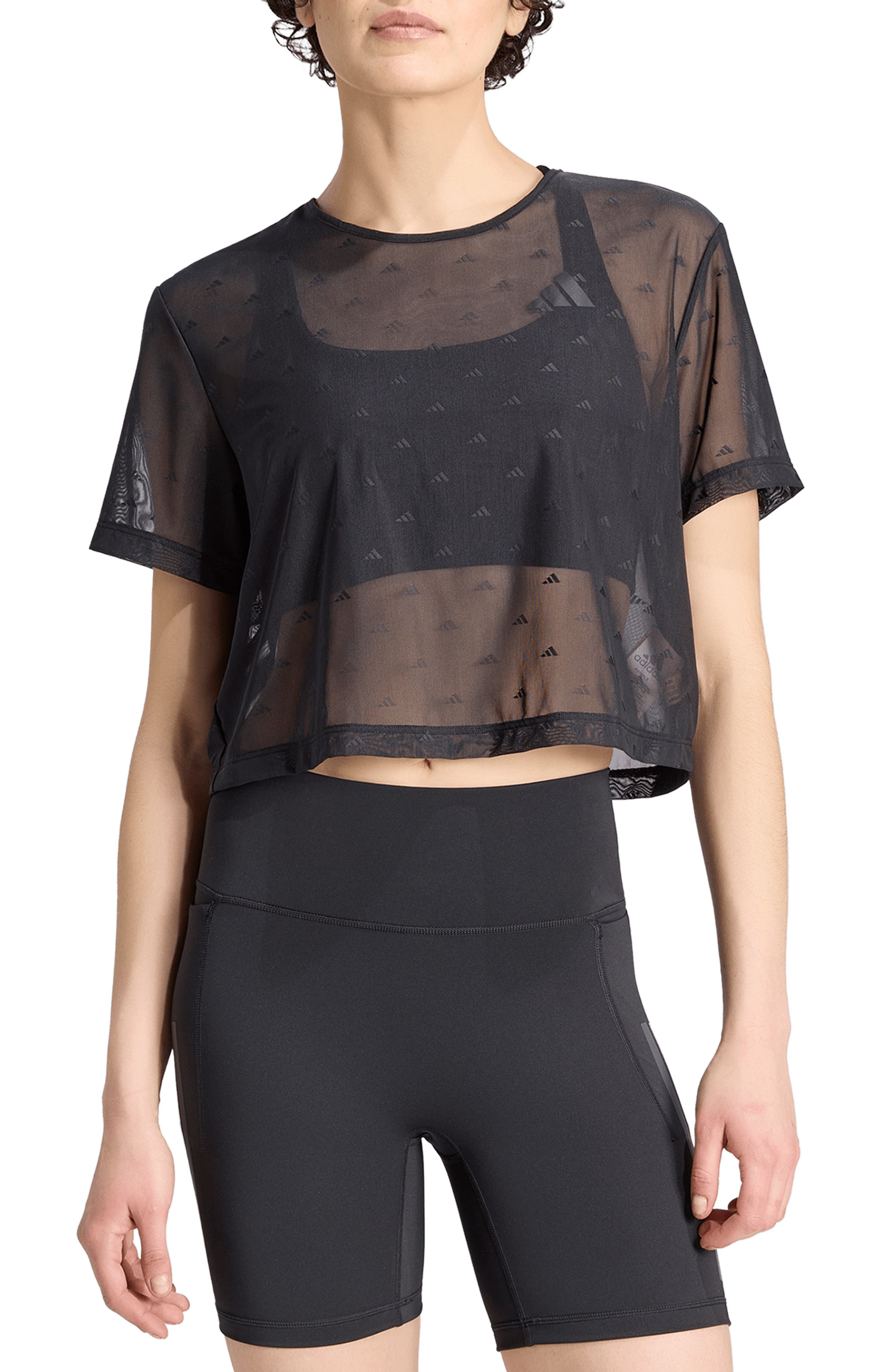 adidas Essential Logo Jacquard Mesh T-shirt