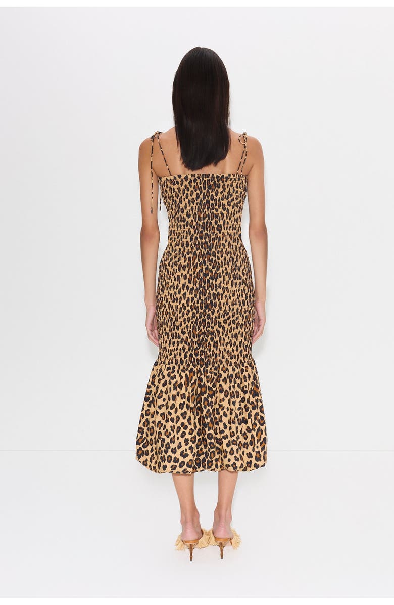 SIMONMILLER Canto Smocked Poplin Dress, Alternate, color, Cheetah