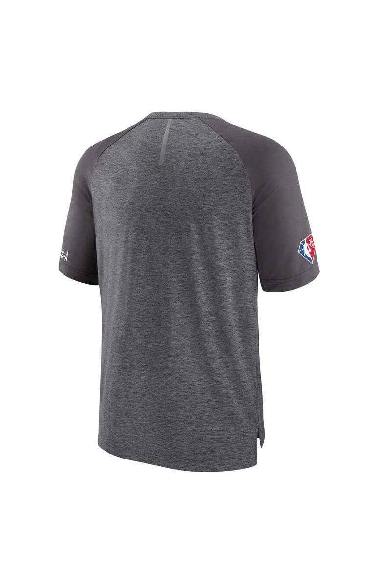 FANATICS Men's Fanatics Branded Heathered Gray Brooklyn Nets 2022 Noches Ene-Be-A Core Shooting Raglan T-Shirt, Alternate, color, Heather Gray