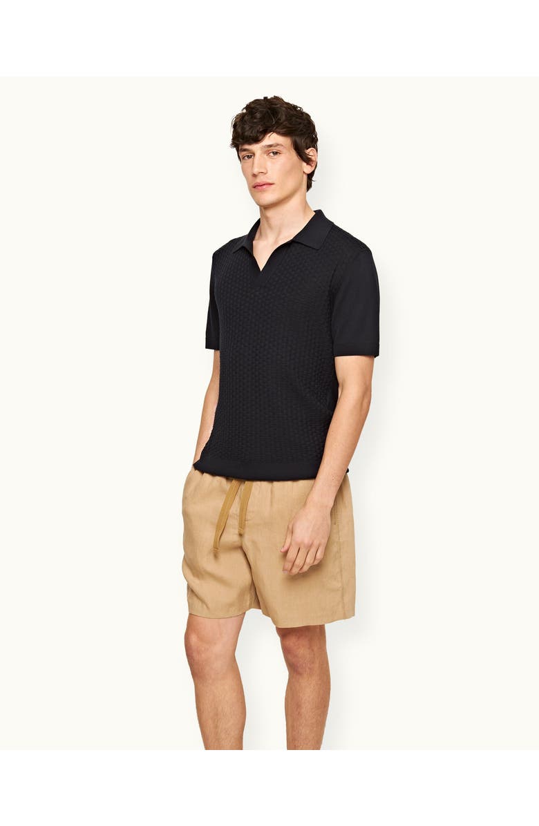 Orlebar Brown Alex Lino Relaxed Fit Italian Linen Drawcord Shorts, Main, color, Biscuit