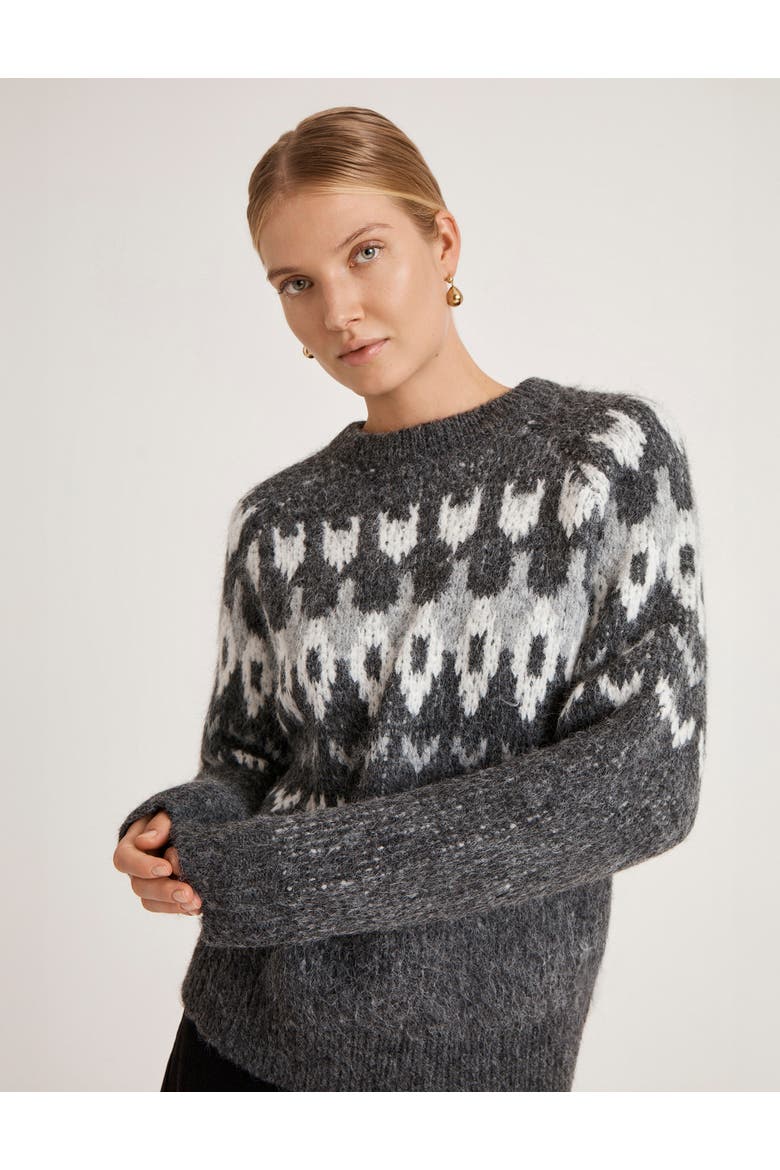 Belinda Fair Isle Round Neck Sweater, Alternate, color, Grey Marl