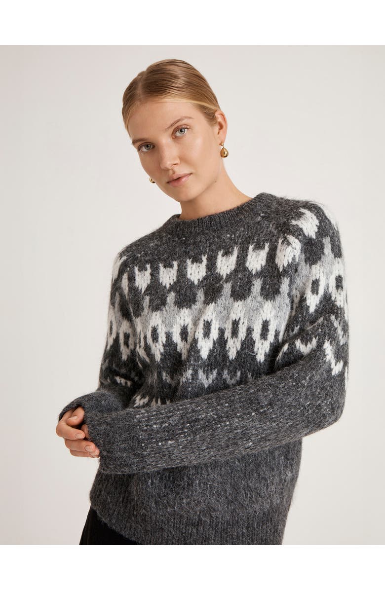 Finery London Belinda Fair Isle Round Neck Sweater, Alternate, color, Grey Marl