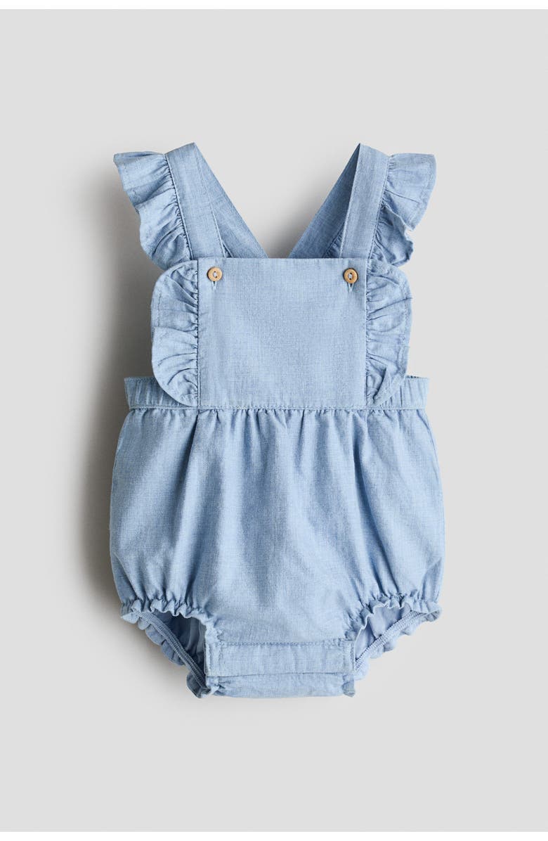 H&M Cotton Dungaree Shorts, Main, color, Light Blue