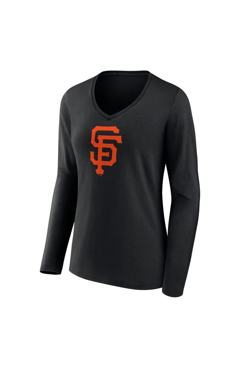 FANATICS Women's Fanatics Branded Black San Francisco Giants Official Logo V-Neck Long Sleeve T-Shirt, Alternate, color, 