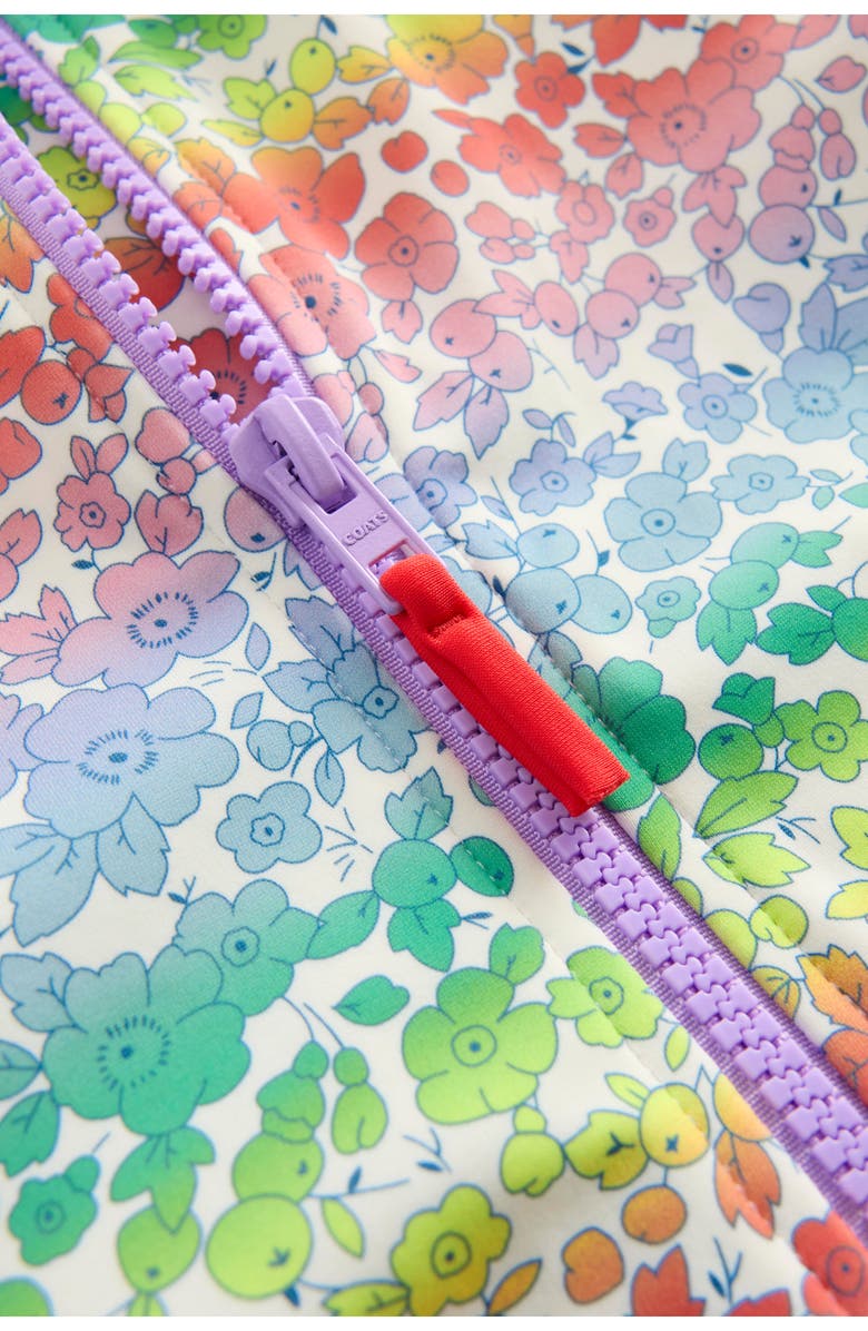 Mini Boden Kids' Front Zip Short Sleeve Swimsuit, Alternate, color, Rainbow Ombre Flowerbed