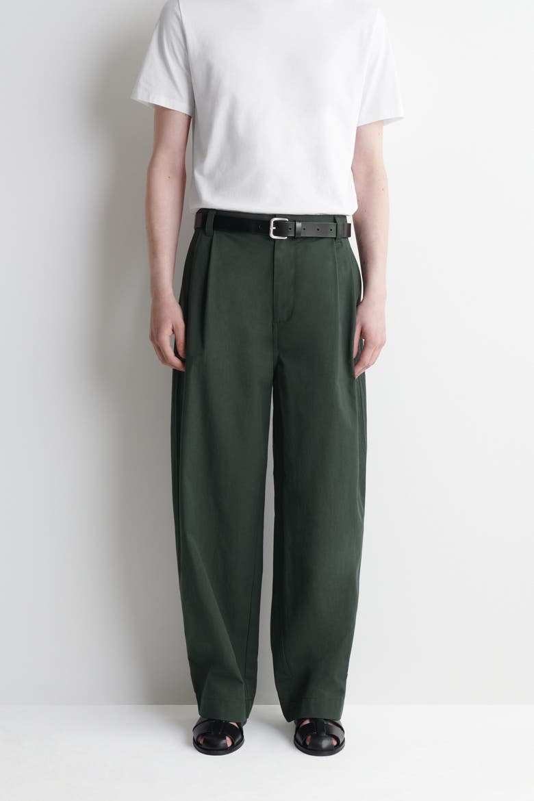 Cotton Relaxed-fit Barrel-leg Utility Pants, Alternate, color, DARK GREEN