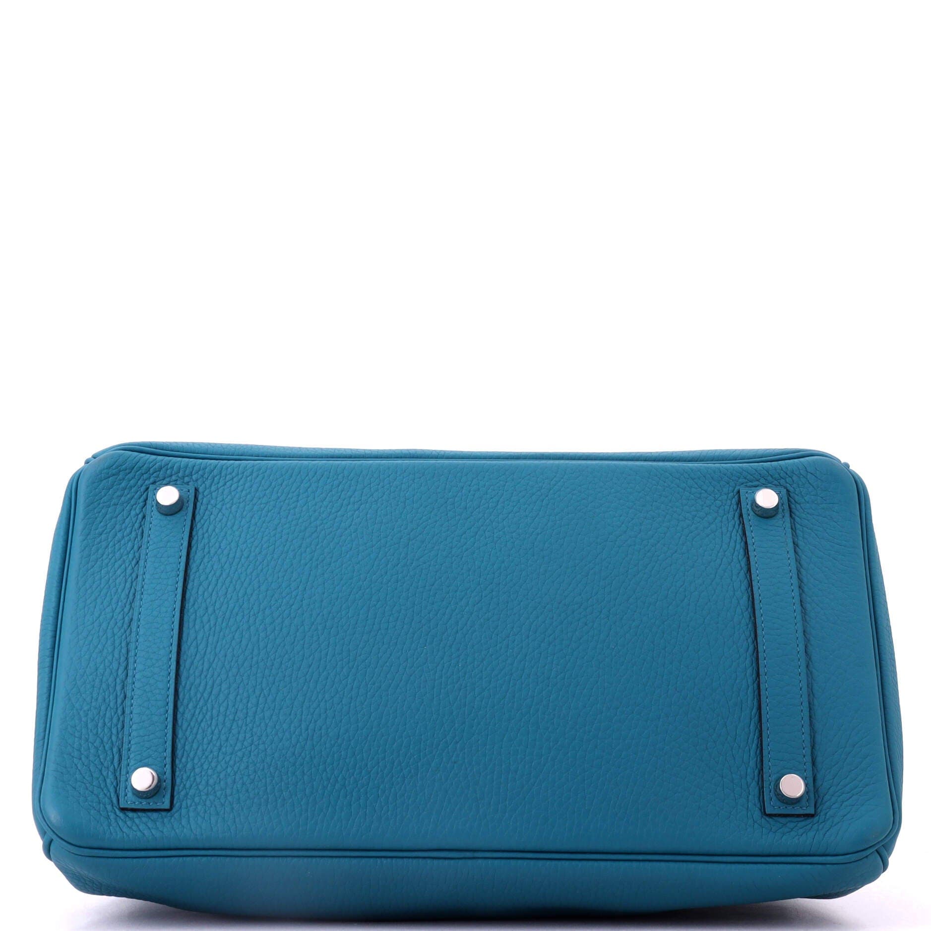 Pre-Owned Hermes Birkin Handbag Blue Clemence with Palladium Hardware 35, Alternate, color, Bleu Izmir