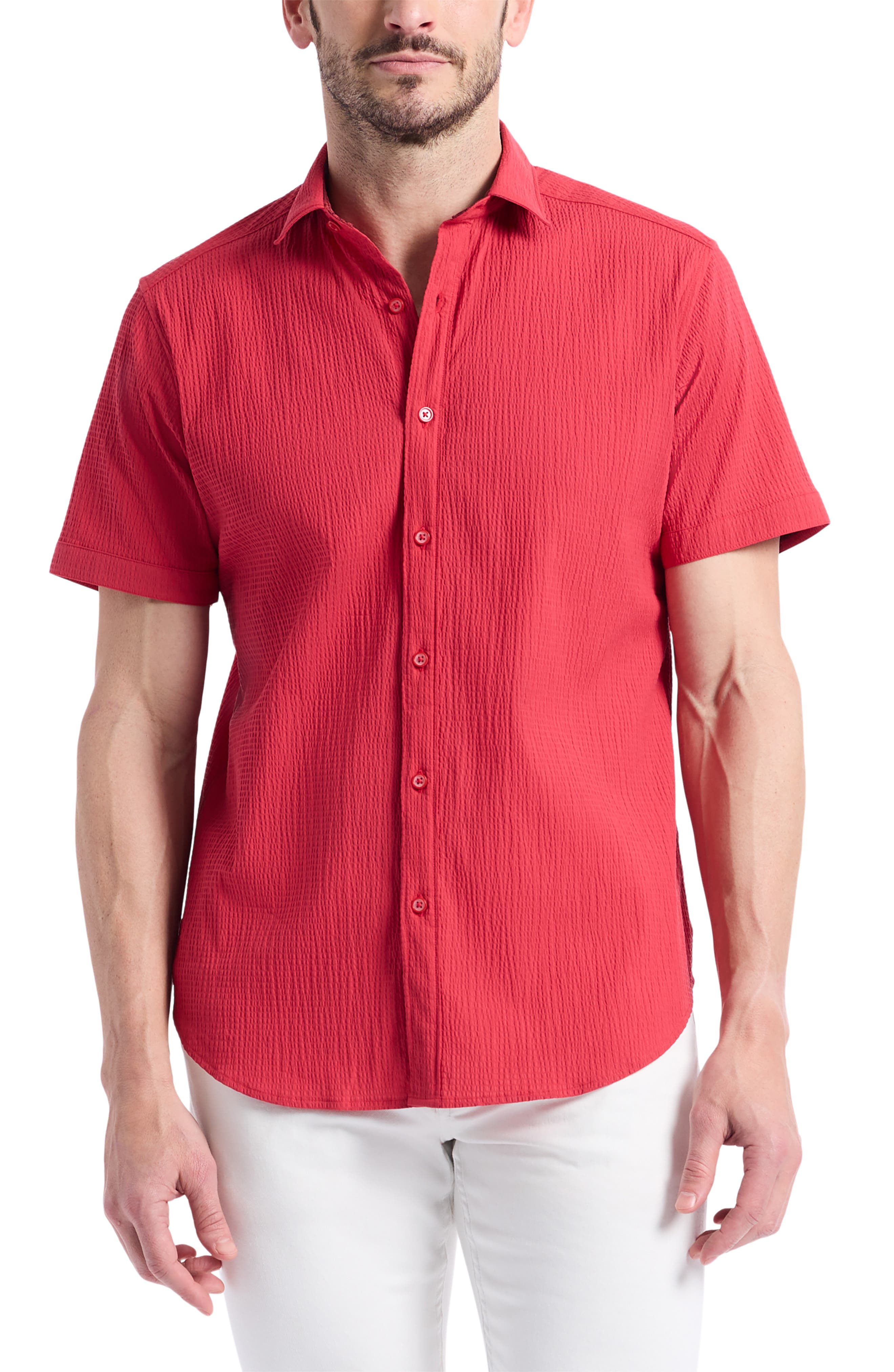 Thresher Textured Short Sleeve Button-Up Shirt